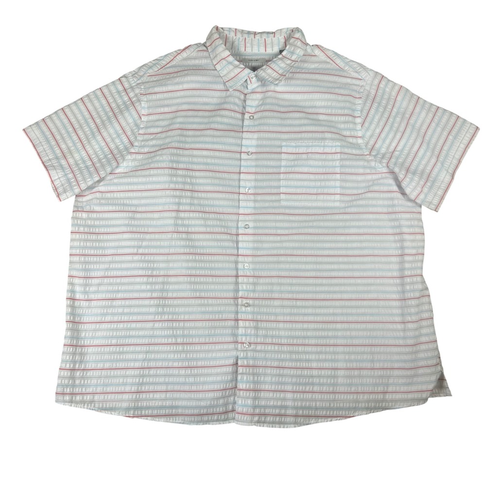 Oak Hill Mens 3XL Short Sleeve Seersucker Button Down Shirt Cool & Dry Striped